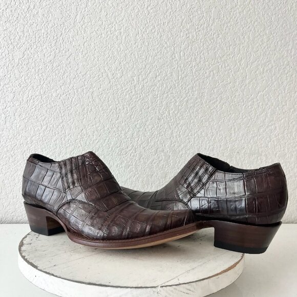 Rod Patrick Womens Brown Loafers 10 Caiman Leather Western Boots Slip On Shoes - Picture 1 of 9